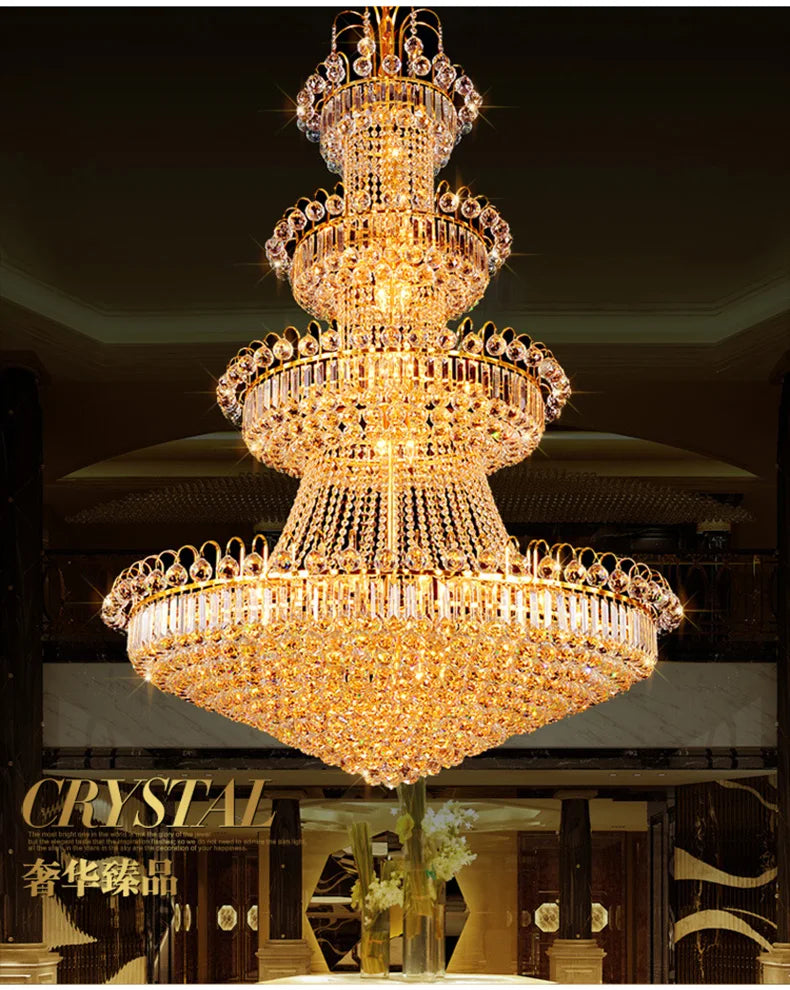 Luxury Crystal Chandeliers Villa Loft Living Room Decorate Lighting Chandelier Ceiling Lights Hotel Pendant Light Indoor Fixture