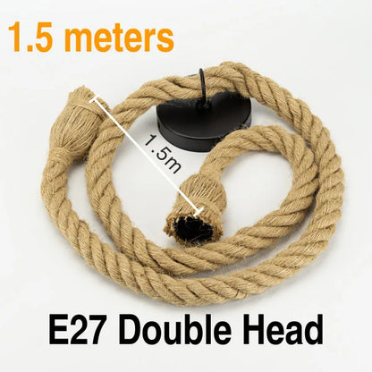 Hemp Rope Pendant Lights E27 Vintage Retro Hemp Rope Lamp Hanging Lamps Creative Loft Home Chandeliers LED Light Base AC85V-265V