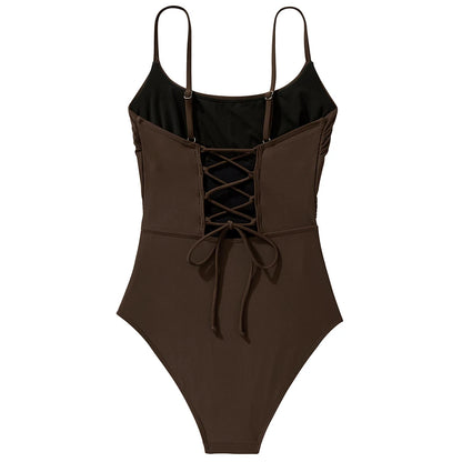 Solid Swimwear Women 2026 One Piece Swimsuit Female Summer Holiday Bandage Backless Monokini Bathing Suits Women