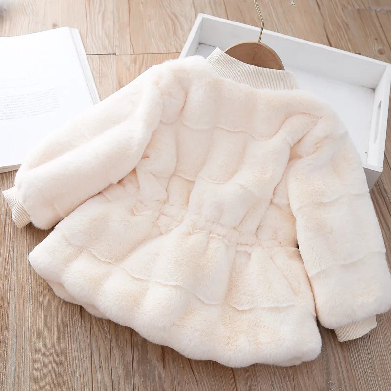 2026 New Winter Girls Coat Super Warm Mink Fur Padded Thickened Long Sleeve Coats Baby Kids Children Jacket Plush Outerwear