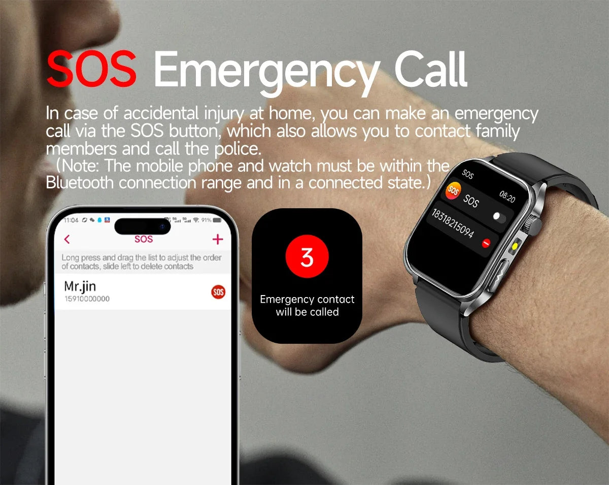 2026 New Health Smart Watch Laser Therapy Reduce Three Highs Blood Oxygen Pressure Uric Acid Blood Lipid ECG Smartwatch For Man