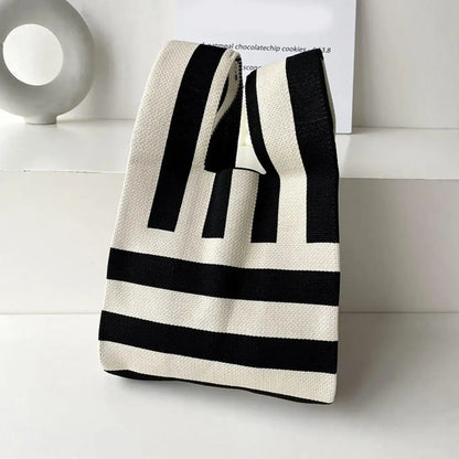 Handmade Knit Handbag Niche Design Knot Wrist Bag Reusable Mini Tote Bag Women Girls  Shoulder Bag New Fashion Shopping Bags