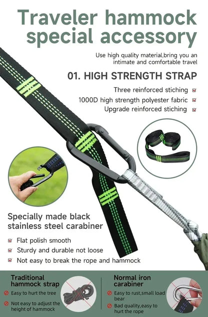 Outdoor Camping Hammock with Sunshade and Mosquito Net Anti-Rollover Single Double Portable Hanging Bed with Bug Net