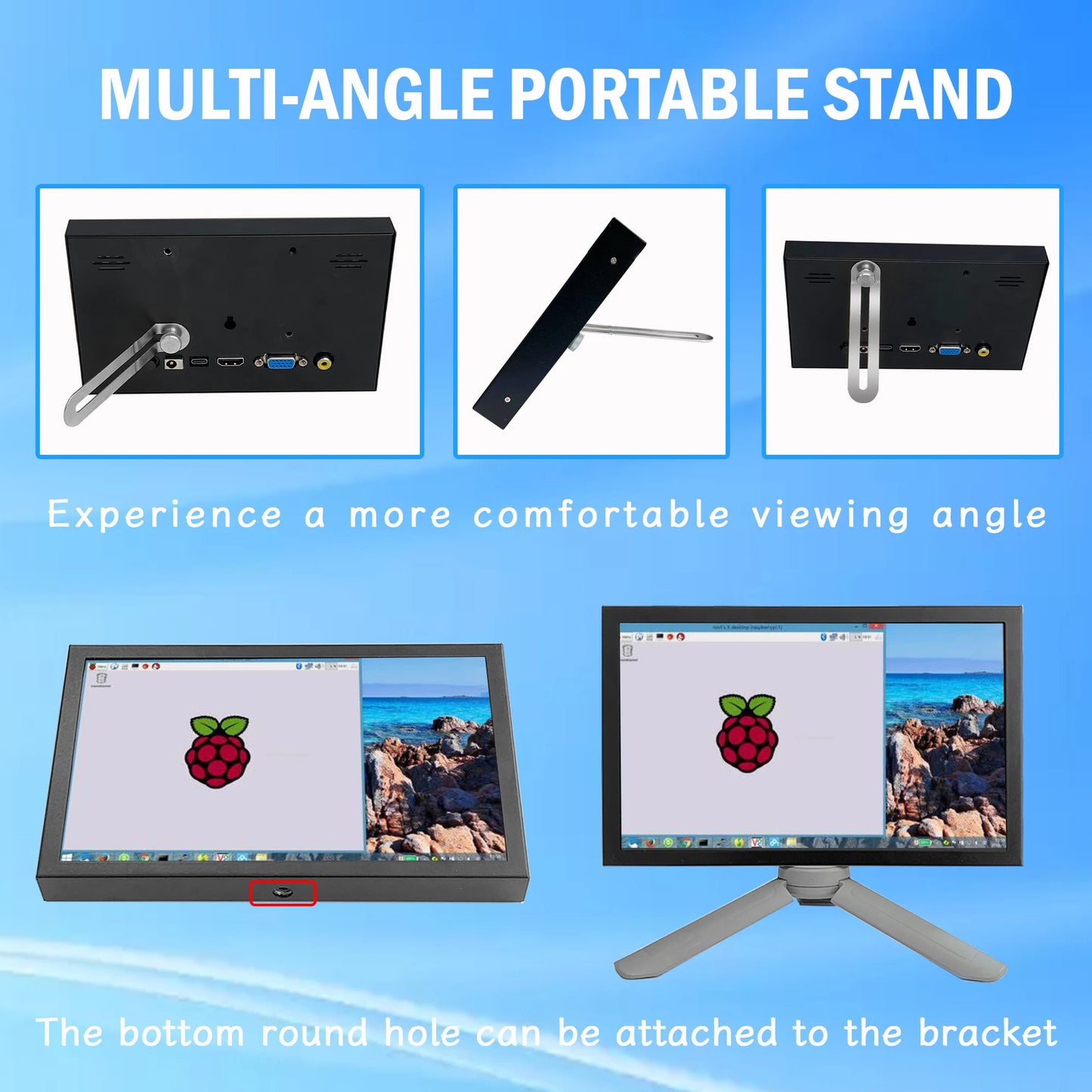 AV/DC/HD/VGA Multi Interface Display 7 Inch PC Second Screen Raspberry Pi Display for Pi3 Pi4 AIDA64 Switch
