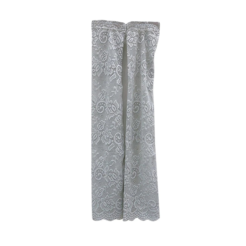 Women Summer Ice Silk Lace Arm Sleeve Elastic Sleeve Driving Gloves Black White Long Fingerless Mittens Sunscreen Gloves