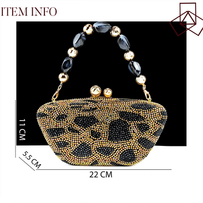 Nigeria Women's Open Toe High Heels Package Set Leopard Colorblocking Hot Rhinestones Fashion Sexy High Heels