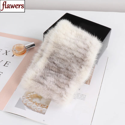 Winter Outdoor Female Knitted Real Mink Fur Ring Scarf Women Warm Good Elastic Genuine Mink Fur Wrap Scarves Lady Fur Headbands