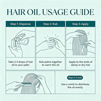Rosemary Hair Oil, Deeply Nourishes & Hydrates Dry Hair, Tames Frizz for Silky Smoothness and All-Day Glossy Shine