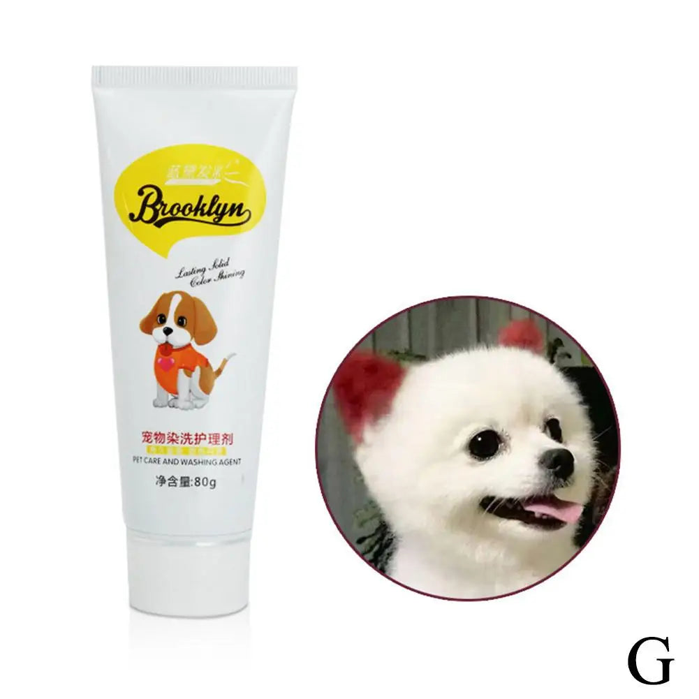 80g Pet Dog Animals Hair Bright Coloring Dyestuffs Hair Bright Safe Dyeing Pigment for Dogs Cats Safe Pet Accessories