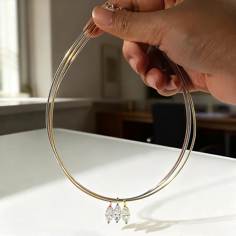 Smyoue 3CT 7*14MM Marquise Cut Moissanite Necklace for Women Solitaire Pendant Sparkling Chain Lab Diamond Pure 925 Jewelry