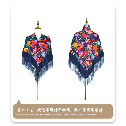 New Daisy Twill Print Square Scarf Elegant Tassel Shawl Warm Dustproof Multifunctional Women Wrap