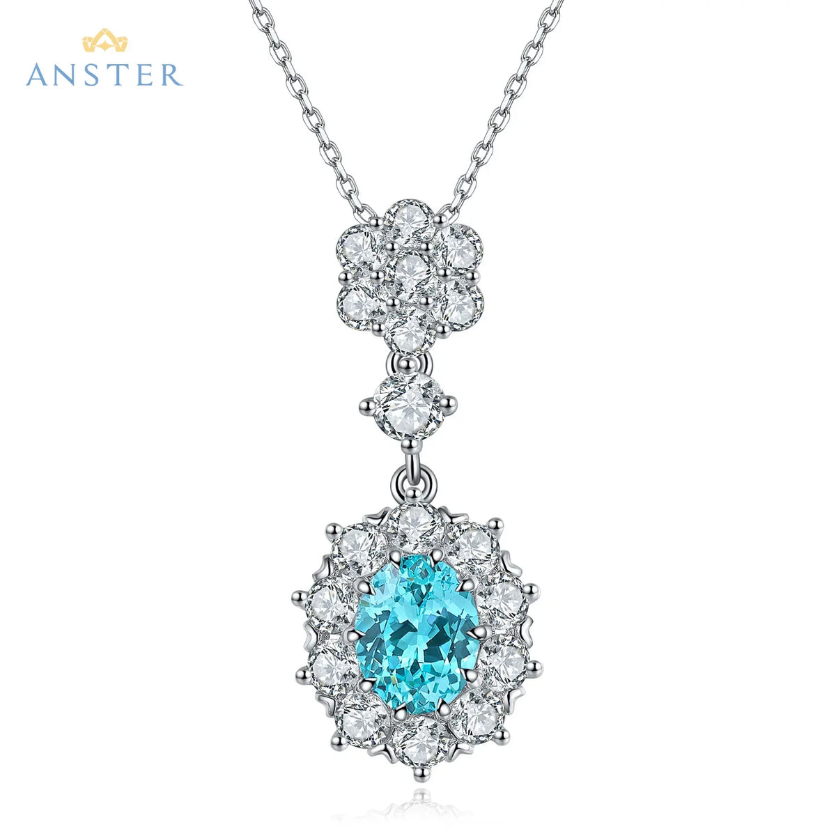 Women Diamonds Pendant Necklaces Charms 925 Silver Lab Paraiba Jewelry