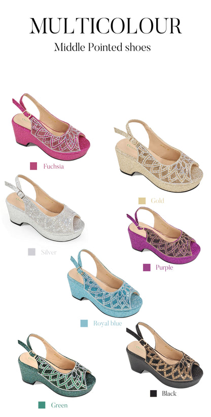 Queena Yan Sky Blue Elegant Nigerian Rhinestone Wedding Shoe and Bag Set Italian Inspired High Heels and Matching Handbag