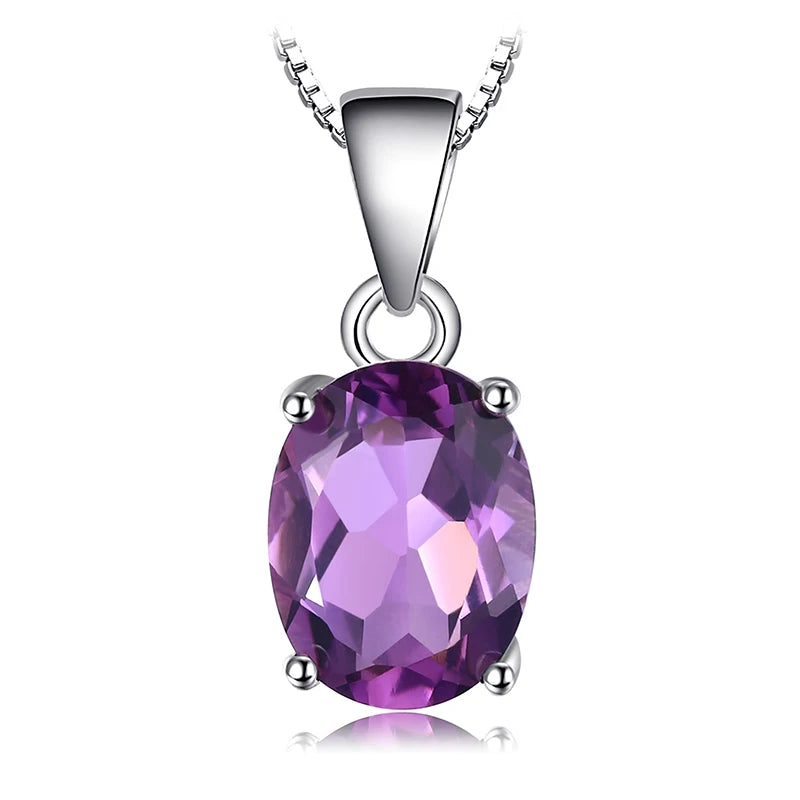 JewelryPalace Natural Garnet Amethyst Citrine Peridot Blue Topaz 925 Sterling Silver Pendant Necklace Gemstone Jewelry No Chain