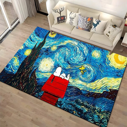 Cartoon Snoopy HD Printed Rugs Carpet For Living Room Home Decoration Children's Crawling Living Room Area Rug Game Floor Mat