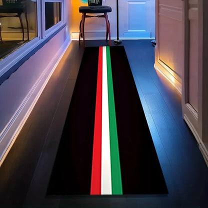 Italian Flag Stripe Motorcycle Mat, Anti-Slip Garage Floor Mat for Motorbike Parking, Oil Absorbent, Racing Style, Home Decor