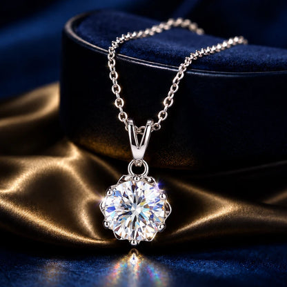 Women's Moissanite Pendant Necklace D Color VVS1 Halo Design S925 Silver Jewelry with GRA Certificate Wedding Birthday Gift