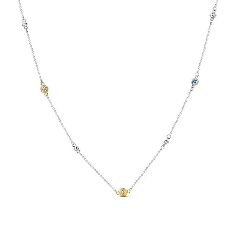 Luxury Necklace 925 Silver Original Sterling Zircon Dragonfly Butterfly Firefly Star Moon Chain Link For Women Wedding Jewelry