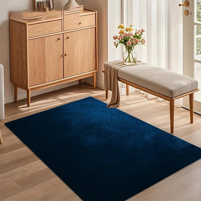 Solid Navy Blue Velvet Area Rugs Non-Slip Entry Door Mat Washable Carpet for Living Room Bedroom Home Decor Washroom Floor Mat