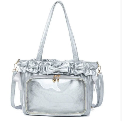 DIY Anime Badge Crossbody Shoulder Bag Subculture Ruched JK Uniform Bolso Mujer Сумки 2026 Lolita Women Ita Bags PU Clear Window