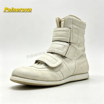 Vintage Hook and Loop Mid Calf Boots Round Toe Chunky Heels Patchwork Casual Booties Street Style Fashion Outfit Autumn 2026