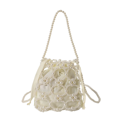 White Beading Bucket Shoulder and Crossbody Bags Exquisite Sense of Luxury Fresh Party Handbags for Women 2024 Fashion on Sale