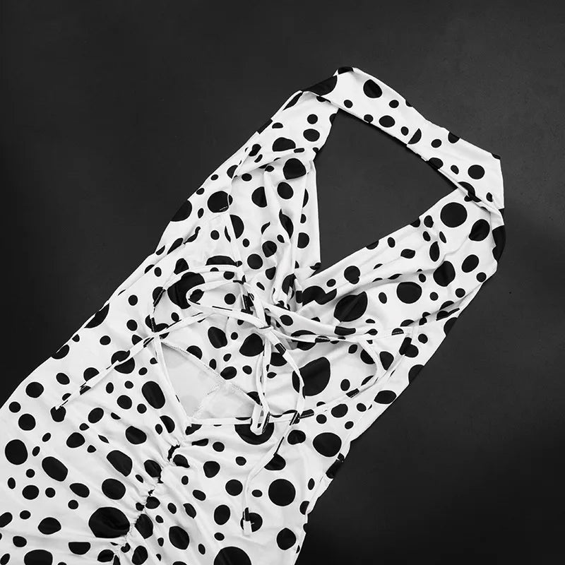 Sexy Polka Dot Romper Women Summer Sleeveless Crew Neck Backless  Bodycon Rompers Jumpsuit for Woman Playsuit