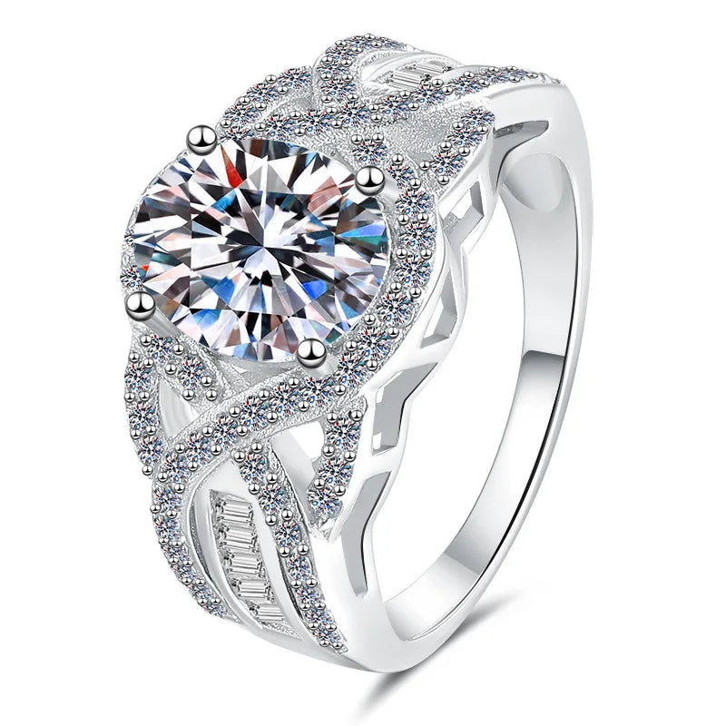 Selling Moissanite 925 Sterling Silver Ring D Color VVS 2 Carat Oval Diamond Finger Band GRA Certified Fashion Jewelry
