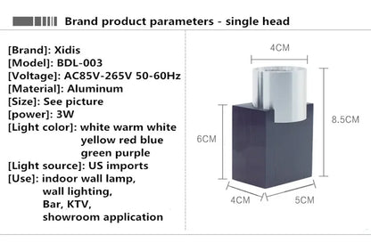 Indoor LED wall lamp 3W 6W aluminum lighting bedroom living room decoration corridor bar KTV lamp corridor wall lamp A85-265V