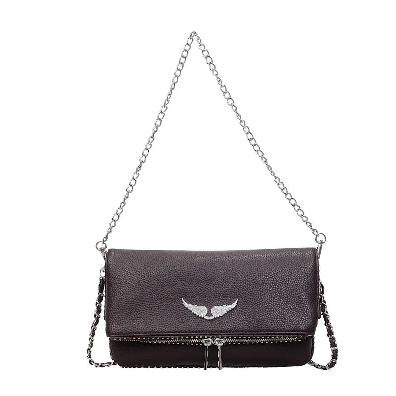 Fashionable Retro Ladies Chain-Shoulder Square Bag Luxury Textured Crossbody Shoulder Bag Women Handbags and Purses Underarm Bag