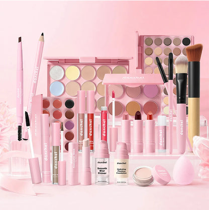 All In One Makeup Set Gathering All Cosmetic Including Base Makeup, Concealer, Contour ,Powder Blusher, Eyebrow Eye, Lip Makeup