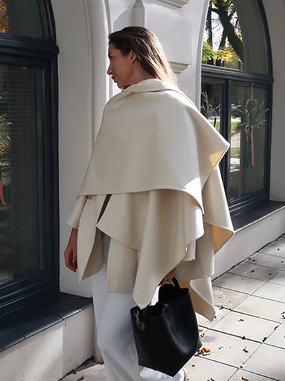 HH Woman Winter Trend Fashion Long Sleeves Blended Fabrics Layered Decoration Coat Female Casual Versatile Commuting Overcoat