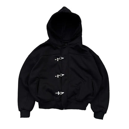 Women's 2025 Gothic Aesthetic Autumn Winter Fur Collar Hoodie Casual Slim Chic Design Cardigan Sweatshirt 2000s Harajuku Clothes