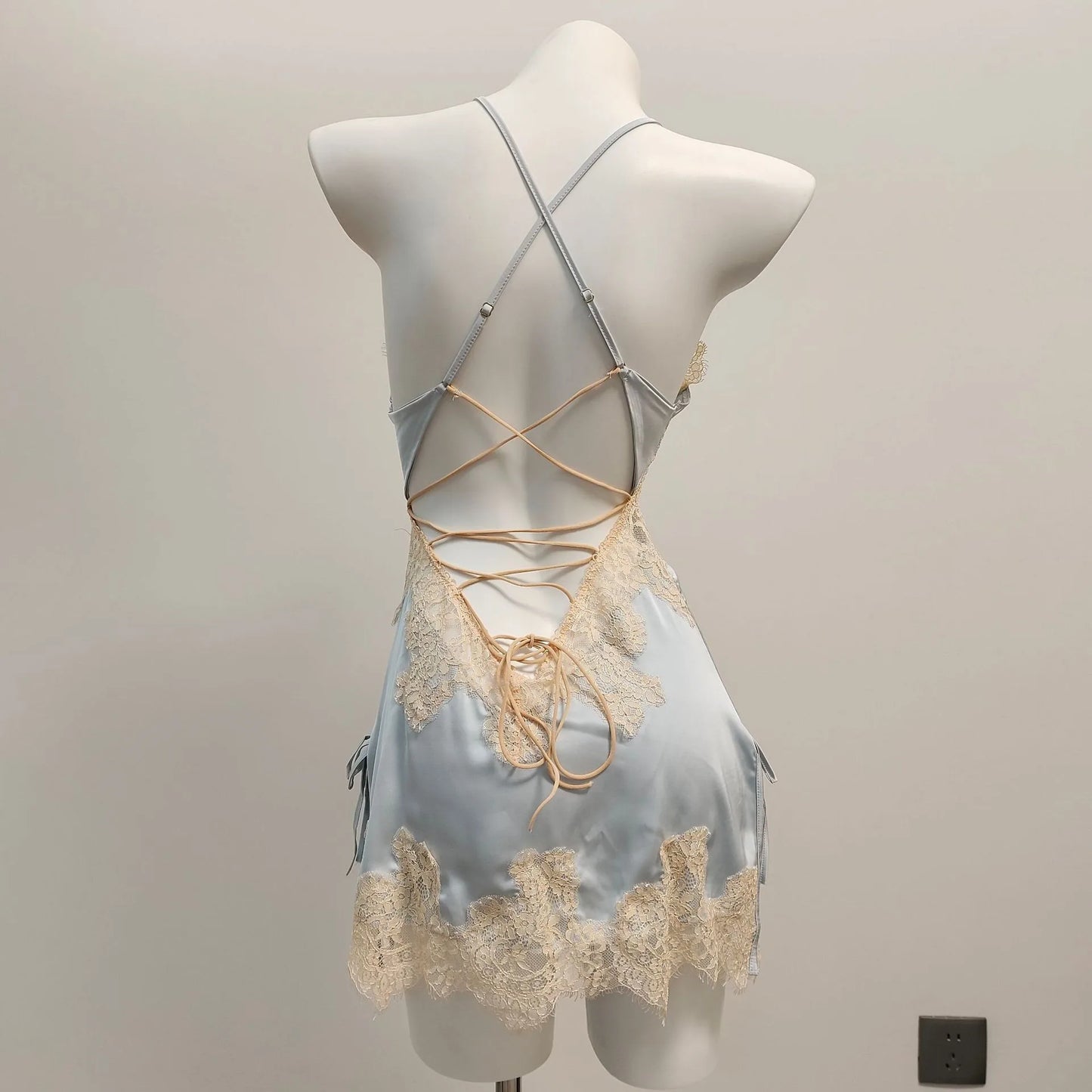 Sexy Pajamas for Women Nightwear Ice Silk Lace Beautiful Back Suspender Pajama Night Dress Elegant Strap Sweet Nightgown 2025