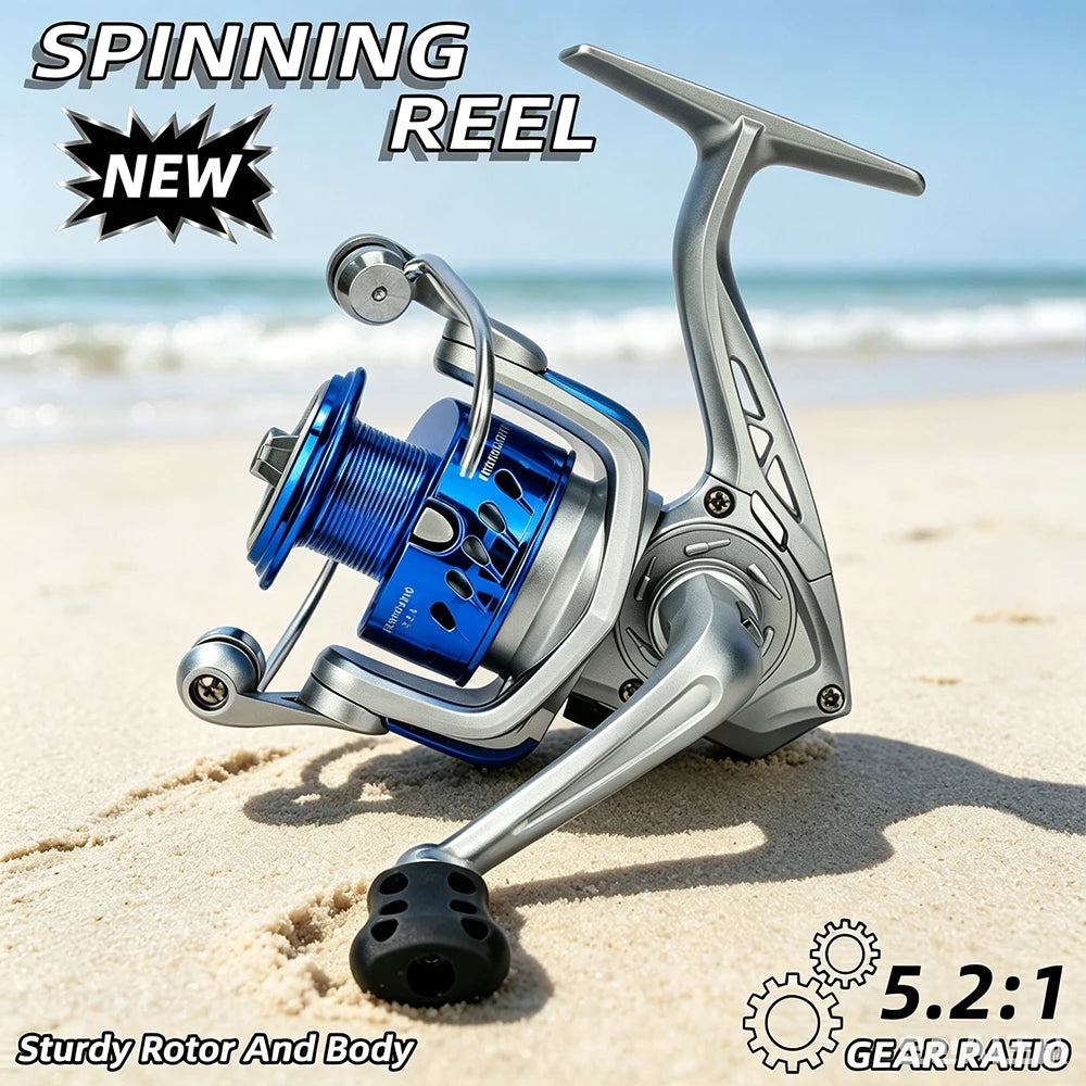 AB Spinning Reel,Saltwater Freshwater Fishing Reel,10kg Max Drag,5.2:1 Gear Ratio,With Metal Spool&Fold Rocker