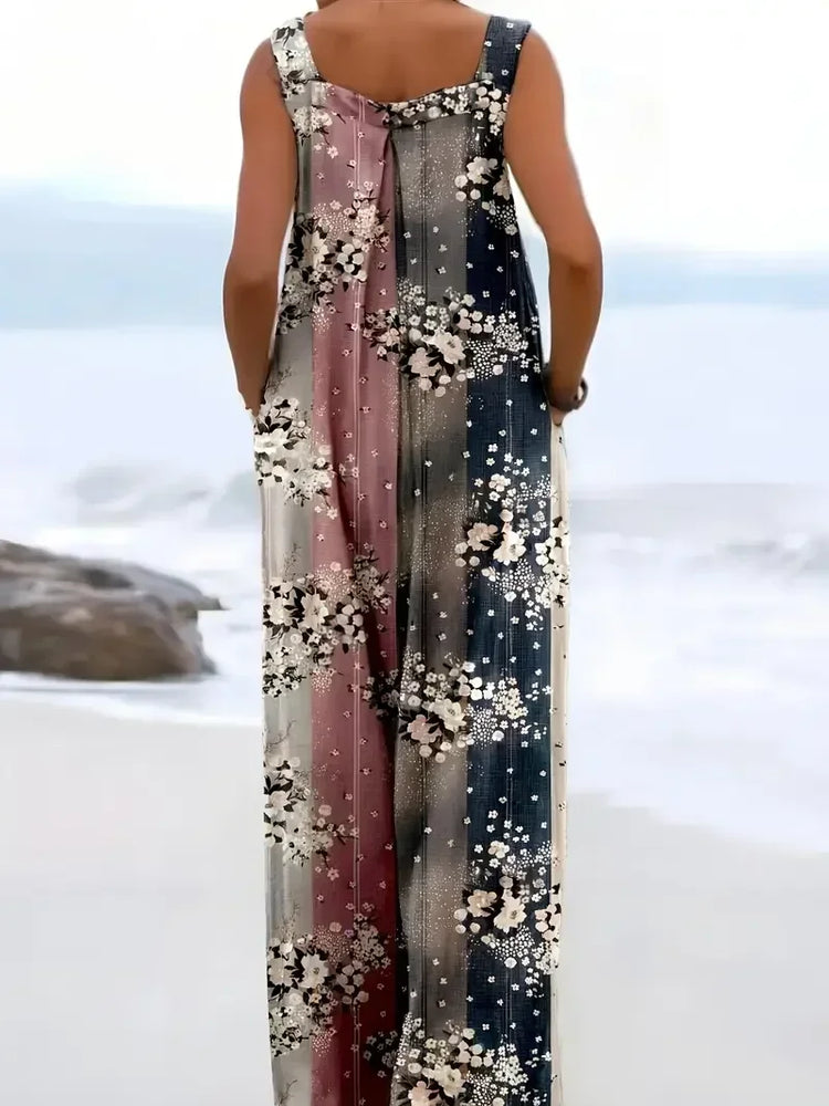 Plus Size Women's  1XL-5XL Fashionable Floral Print Loose Elegant Overalls Jumpsuit Ladies Casual Suspender Wide-Leg Jumpsuit