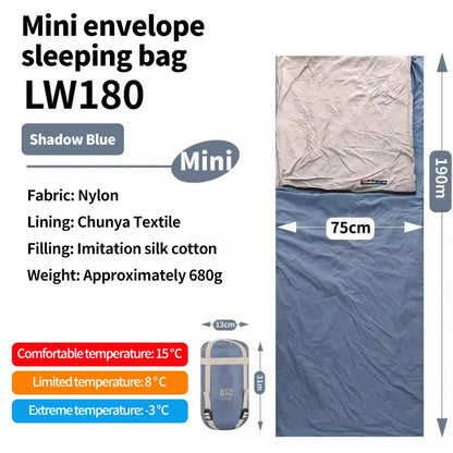 Outdoor Camping Ultralight Compact Adult Sleeping Bag Travel Washable Down Cotton Insulation Dirt-Resistant Portable Waterproof