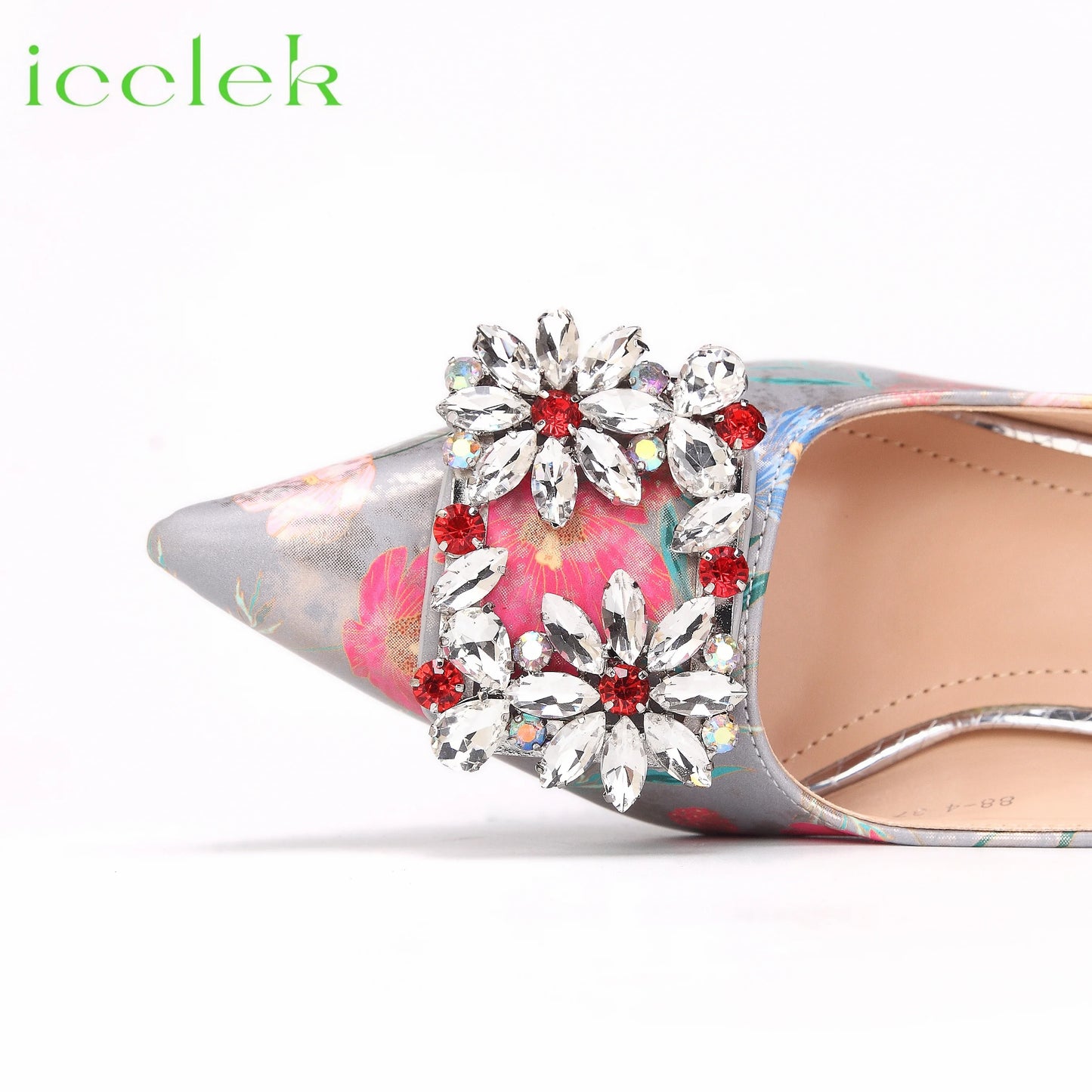 Newest Green Color Print Design High Heels Decorated with Water Rhinestone Party Women's Shoes and Bags Set