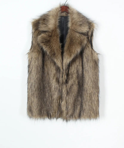 VigoCasey 2026 Autumn Winter Sleeveless Thick Faux Fur Vest Coat Woman Khaki Plush Warm Waistcoat Lady Casual Fluffy Vest Jacket