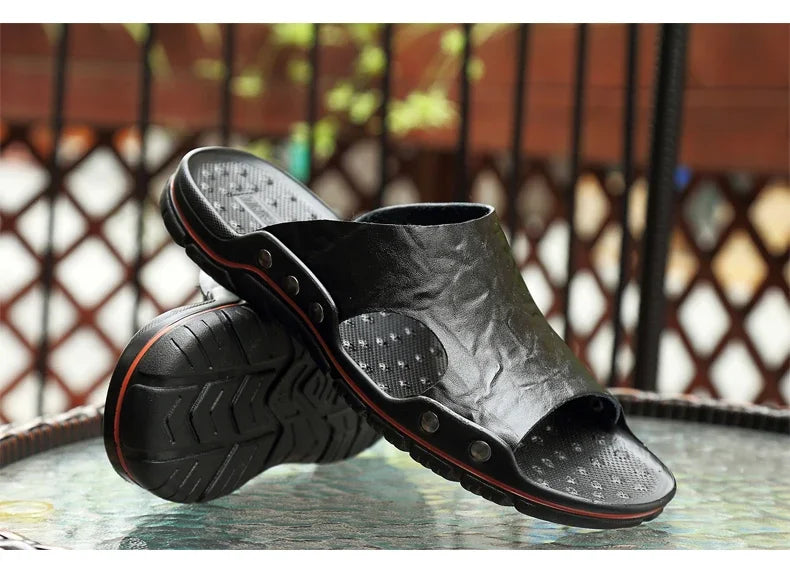 Men Summer Slippers Breathable Luxury Sandals Shoes Beach Classics Leather Mens Slippers Outdoor Flip Flop Indoor Slides Man