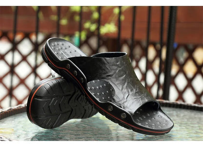 Men Summer Slippers Breathable Luxury Sandals Shoes Beach Classics Leather Mens Slippers Outdoor Flip Flop Indoor Slides Man