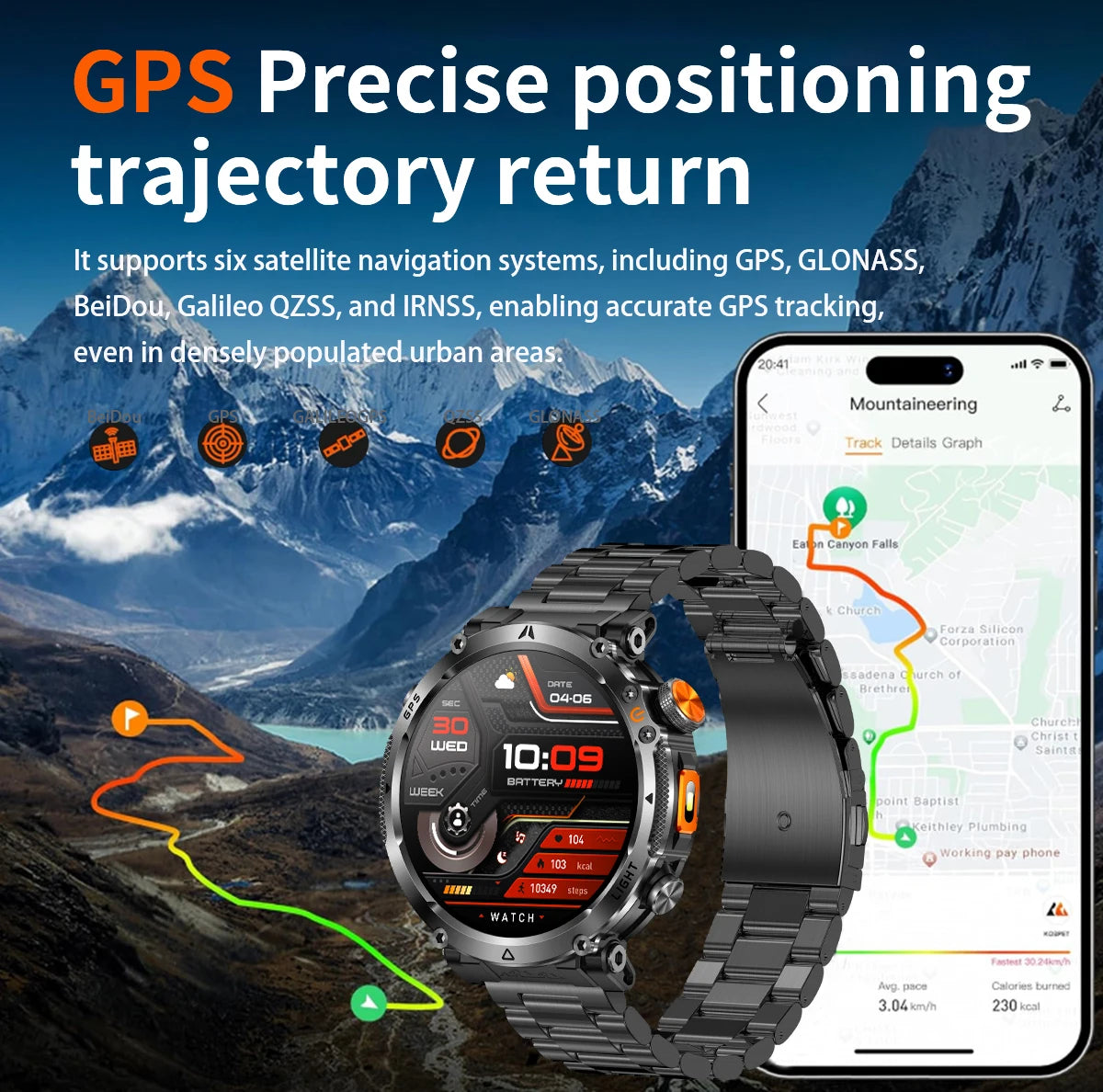 COANR2026 New Military Smart Watch 850mAh Battery GPS trace Compass 3ATM Waterproof Tactics Sport Flashlight call SmartWatch Men