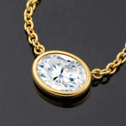 KNOBSPIN 2ct Oval Cut Moissanite Solitaire Pendant Necklaces for Women s925 Sterling Silver 18K White Gold Plated Gift Jewelry