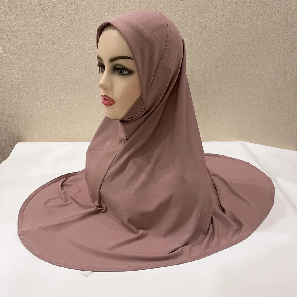 H124 Adults high quality big size muslim hijab scarf with chin part islamic headscarf hats armia pull on headwrap turban caps
