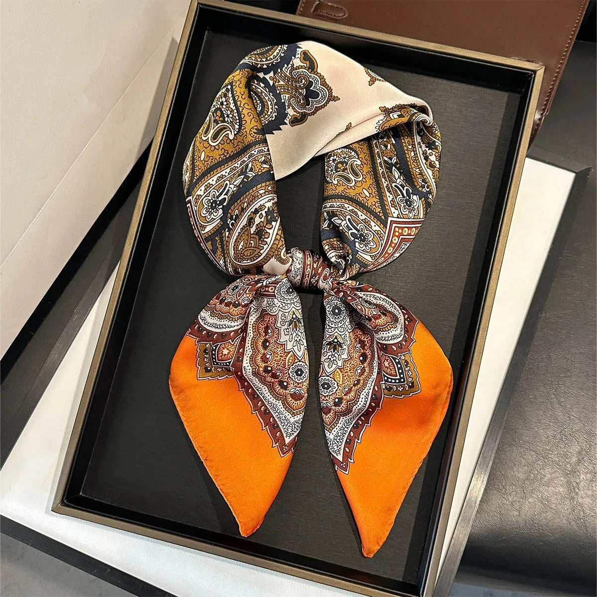 2025 New Paisley Print Silk Scarf for Women Square Hijab Soft Neck Tie Female Fashion Decoration Silk Headscarf 70*70cm Kerchief
