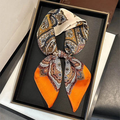 2025 New Paisley Print Silk Scarf for Women Square Hijab Soft Neck Tie Female Fashion Decoration Silk Headscarf 70*70cm Kerchief