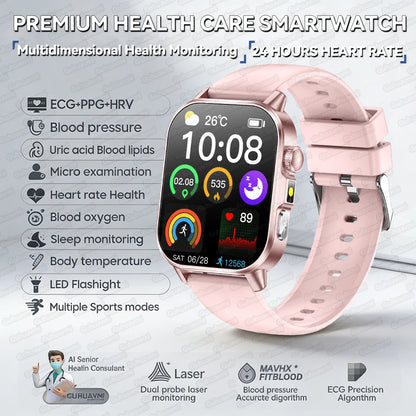 New Precise Health Care Smart Watch ECG+HRV Uric Acid Blood Lipids Emotional Perception Bluetooth Call Smartwatchs For Men Women