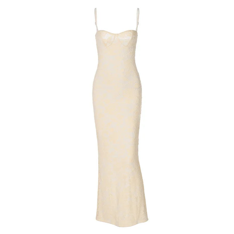 Women's Sexy Lace Splicing Strap Backless Dress Fashionable Slim Suspender Hip Covering Long Slit Female Nightclub Dresses 2026