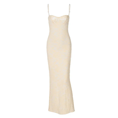 Women's Sexy Lace Splicing Strap Backless Dress Fashionable Slim Suspender Hip Covering Long Slit Female Nightclub Dresses 2026