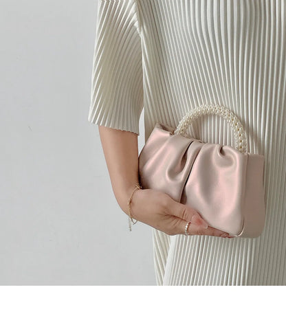 Fashion Pearl Handle for Wedding Dinner Women Clutch Purse Luxury Handbag Ladies Square Shoulder Bags Female Small Messenger Bag